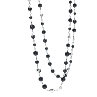 Chanel Beaded Crystal CC Long Necklace Black 1 of 5