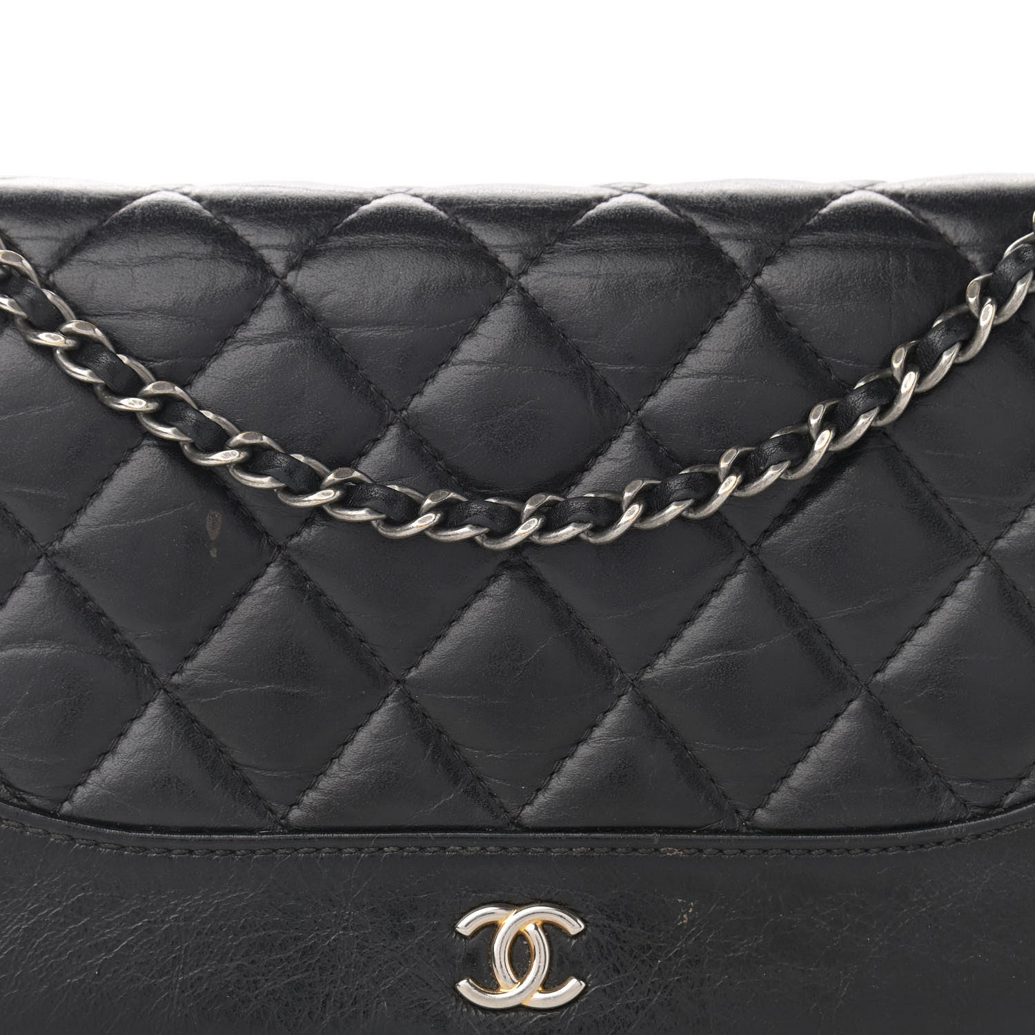 Chanel Aged Calfskin Quilted Gabrielle Wallet On Chain WOC Black 9 of 16