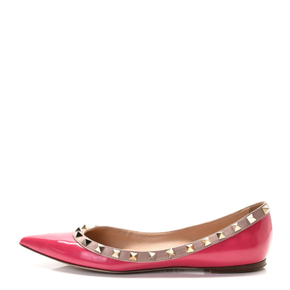 Valentino Garavani Patent Nappa Rockstud Ballerina Flats 37 Framboise Poudre 1 of 15