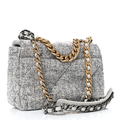 Chanel Tweed Quilted Medium Chanel 19 Flap Grey Ecru 3 of 11