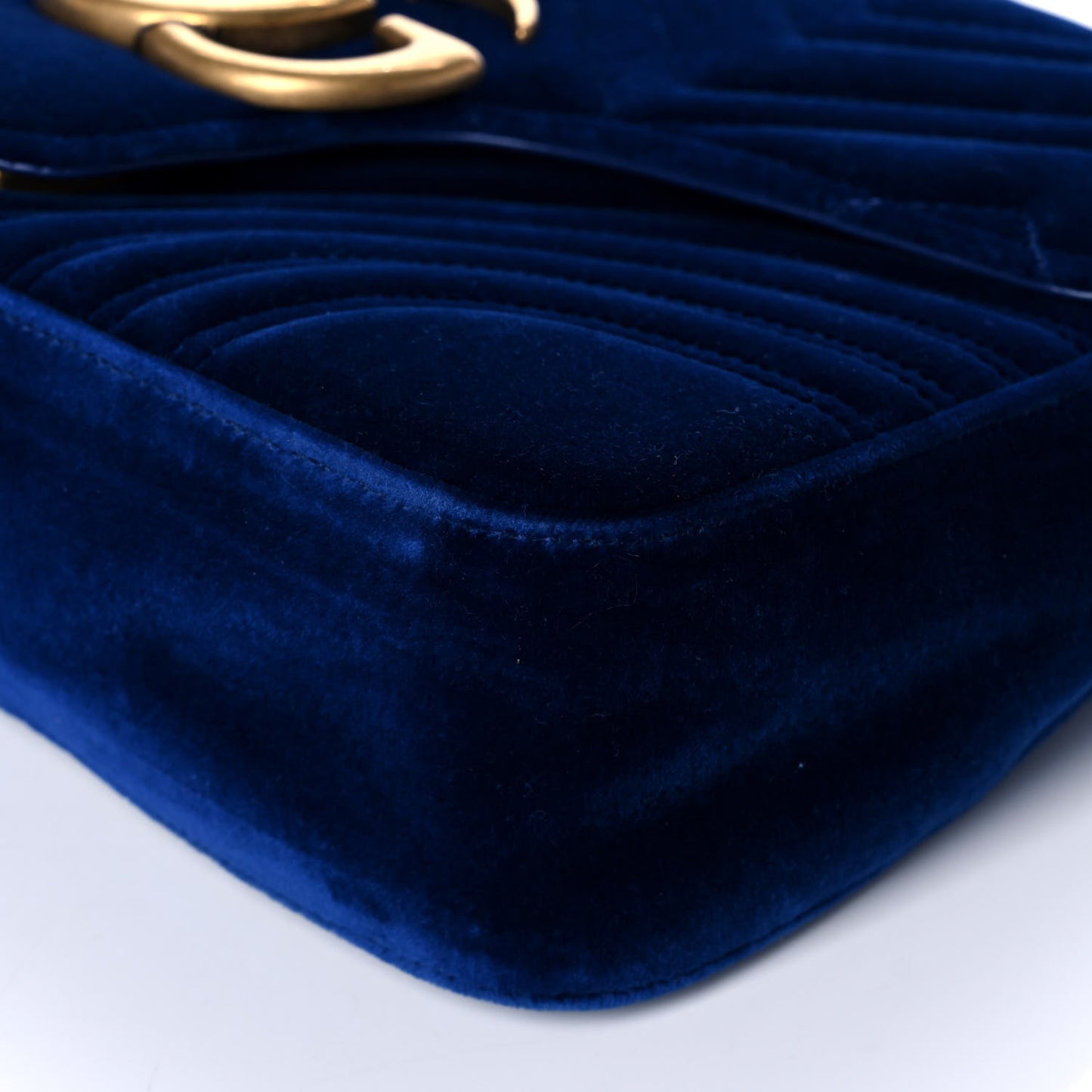 Velvet Matelasse Medium GG Marmont Shoulder Bag Cobalt Blue