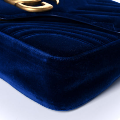Gucci Velvet Matelasse Medium GG Marmont Shoulder Bag Cobalt Blue 11 of 12