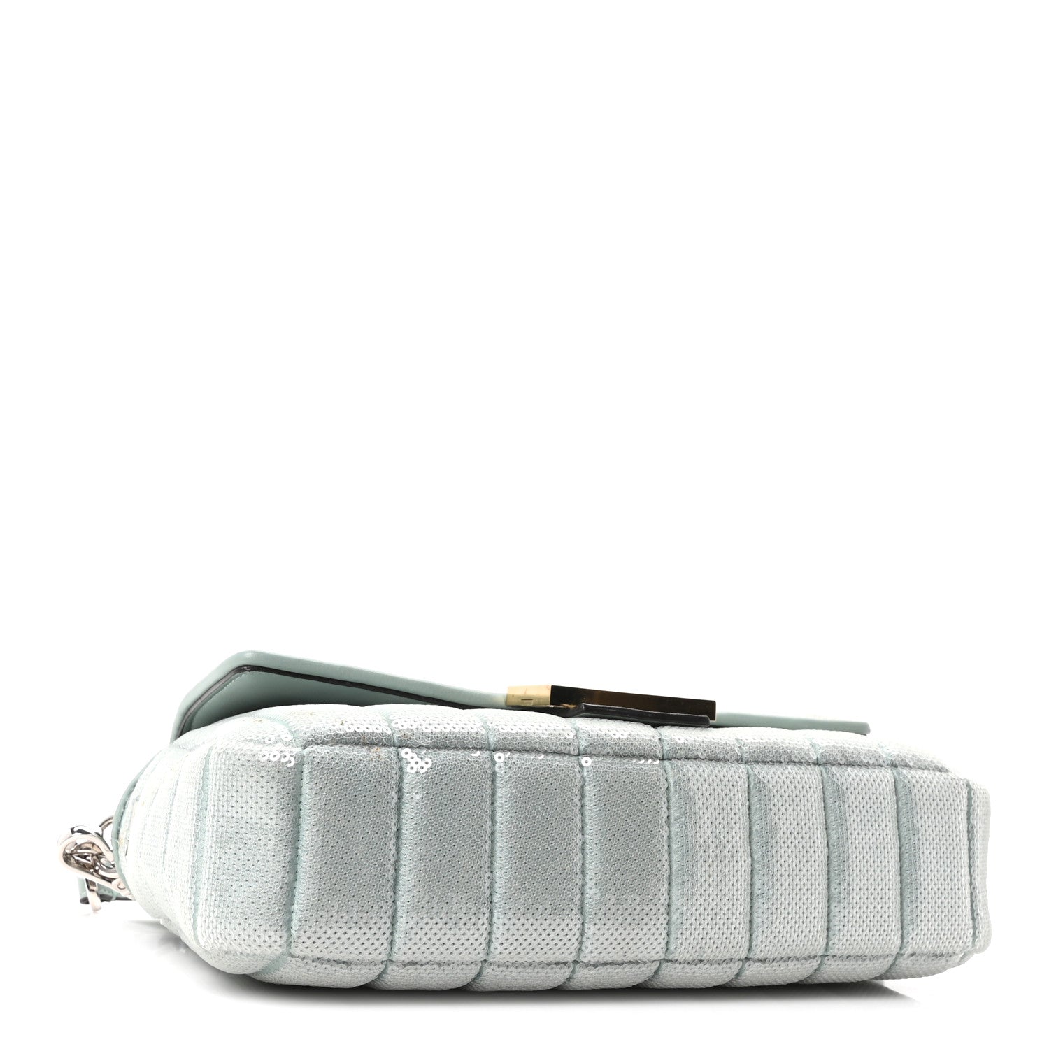 Fendi Sequin Paillettes Nappa Baguette Light Blue 1909294