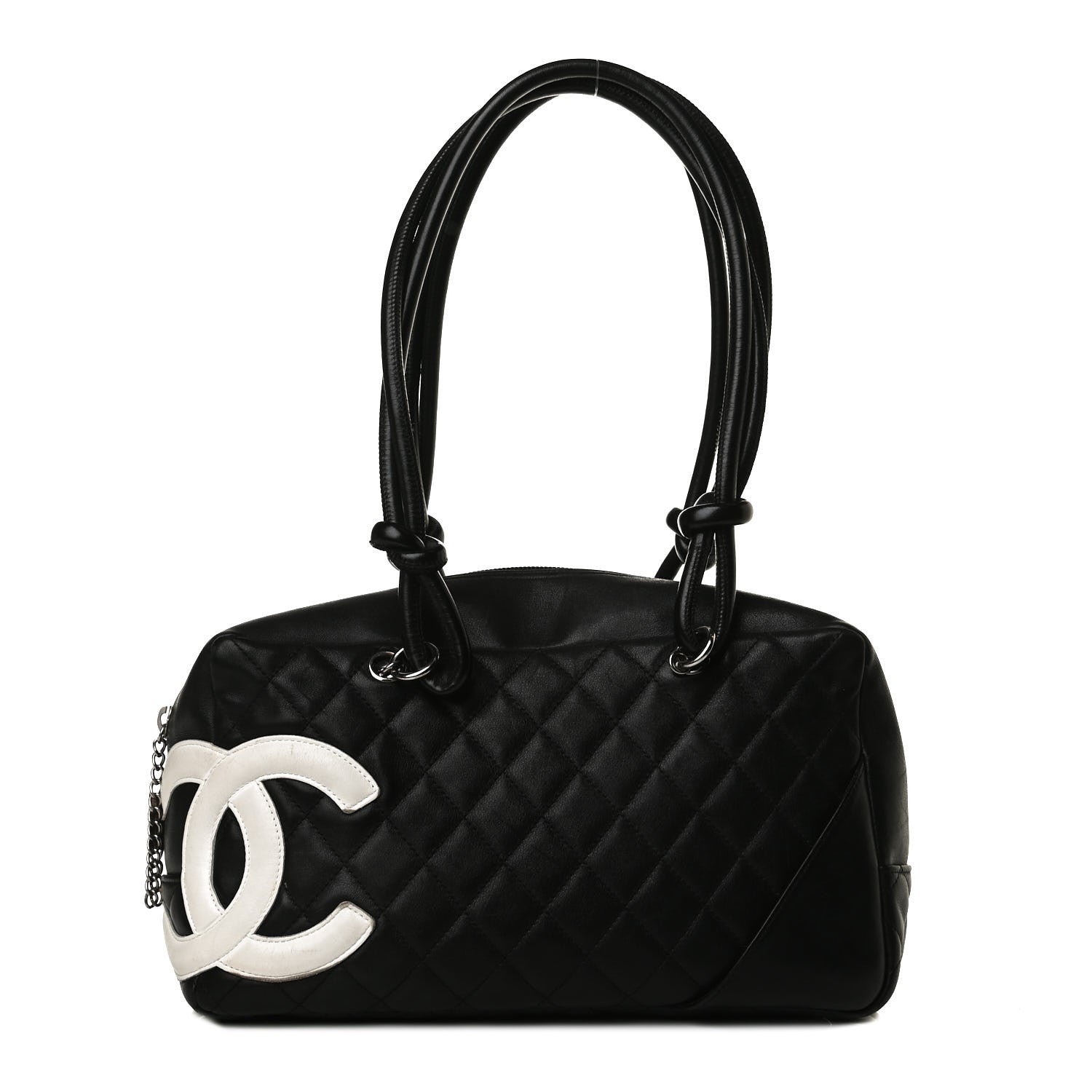 Chanel Calfskin Quilted Large Cambon Bowler Black White 1 of 17