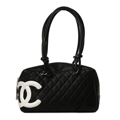 Chanel Calfskin Quilted Large Cambon Bowler Black White 1 of 17