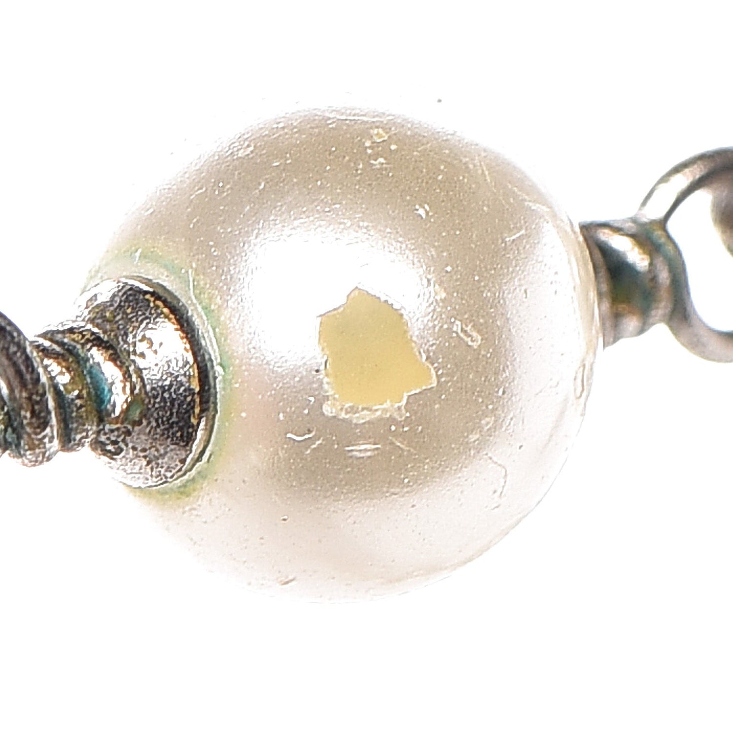 Crystal Pearl CC Long Necklace Silver