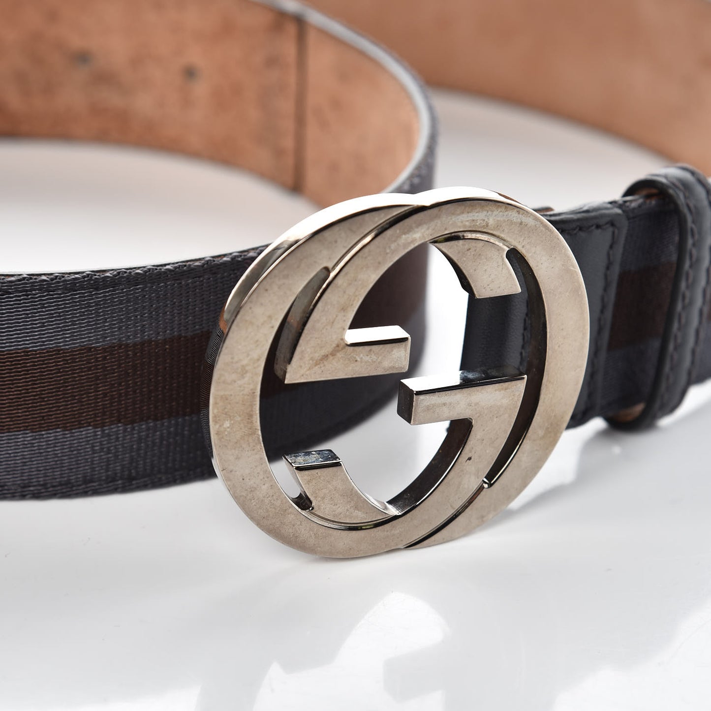 Canvas Web Interlocking G Belt 95 38 Brown Gray