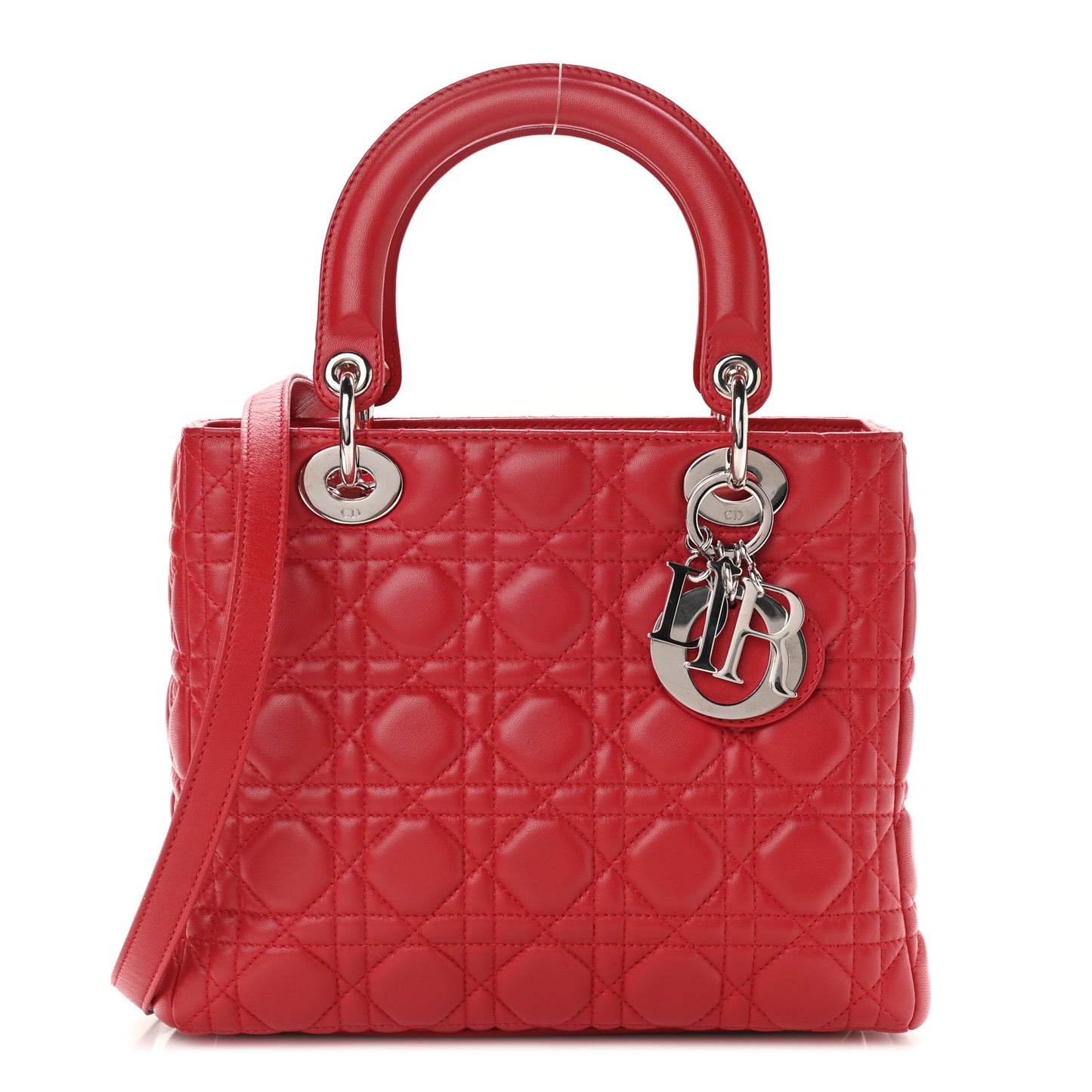 Lambskin Cannage Medium Lady Dior Red