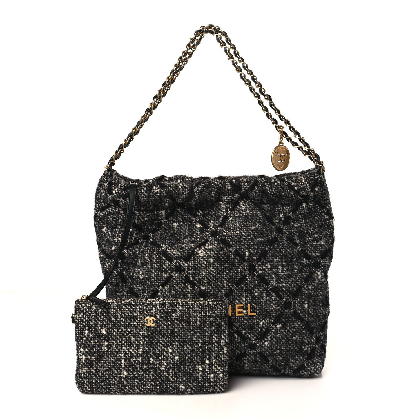 Tweed Quilted Chanel 22 Black Ecru