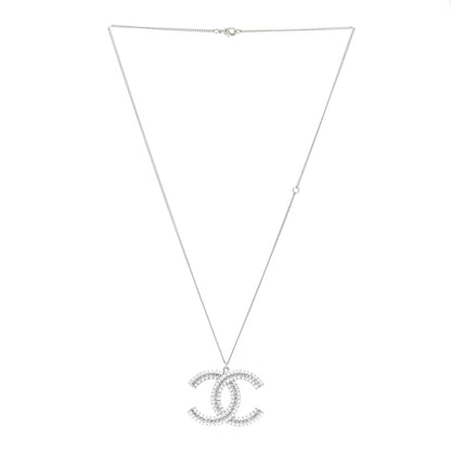 Chanel Baguette Crystal Large CC Necklace Silver 3 of 7