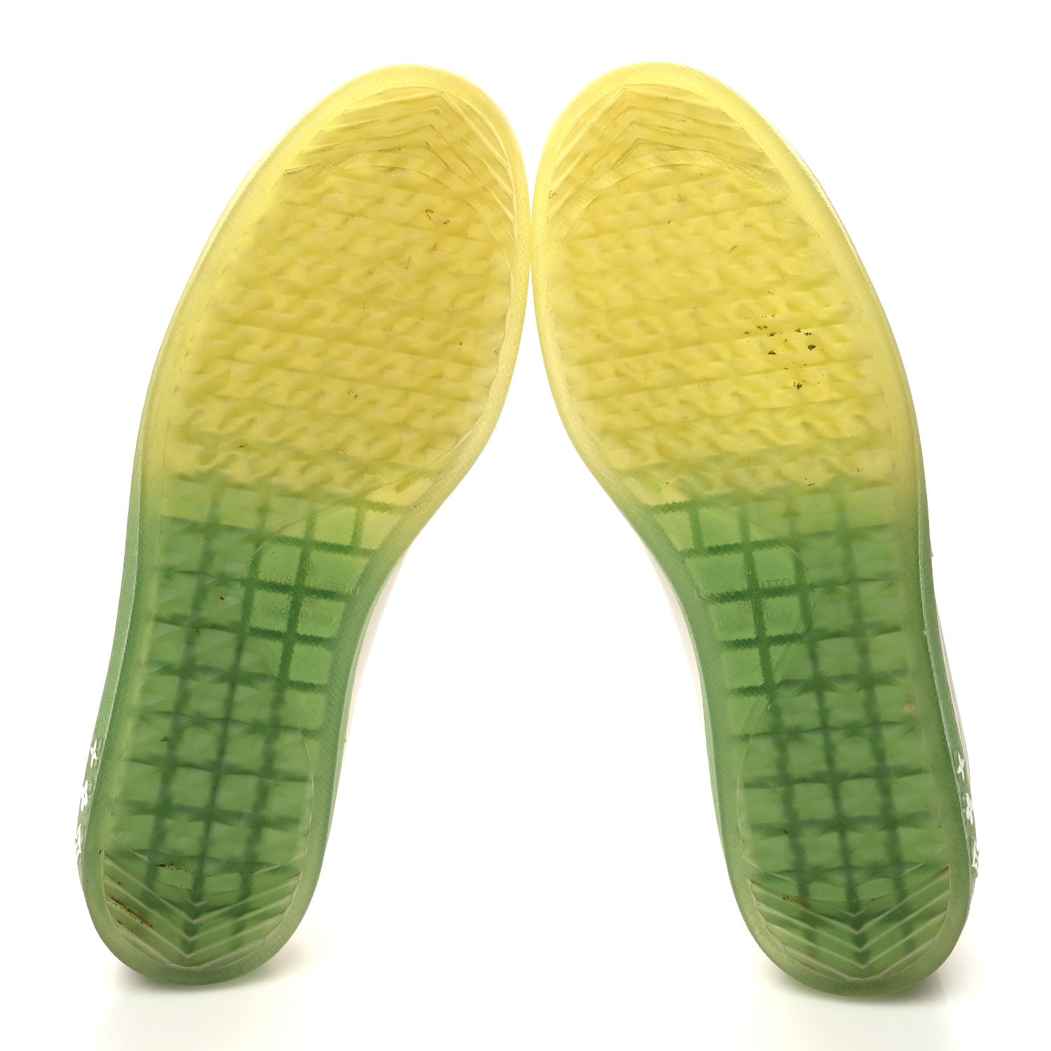 Louis Vuitton Calfskin Mens Luxembourg Samothrace Sneakers 10 White Yellow Green 5 of 10
