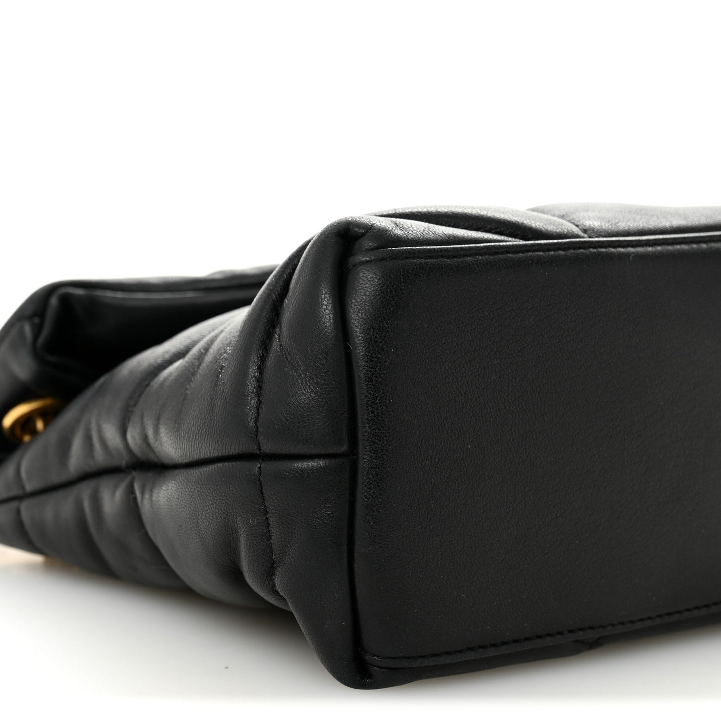 Lambskin Quilted Small Loulou Puffer Monogram Chain Satchel Black