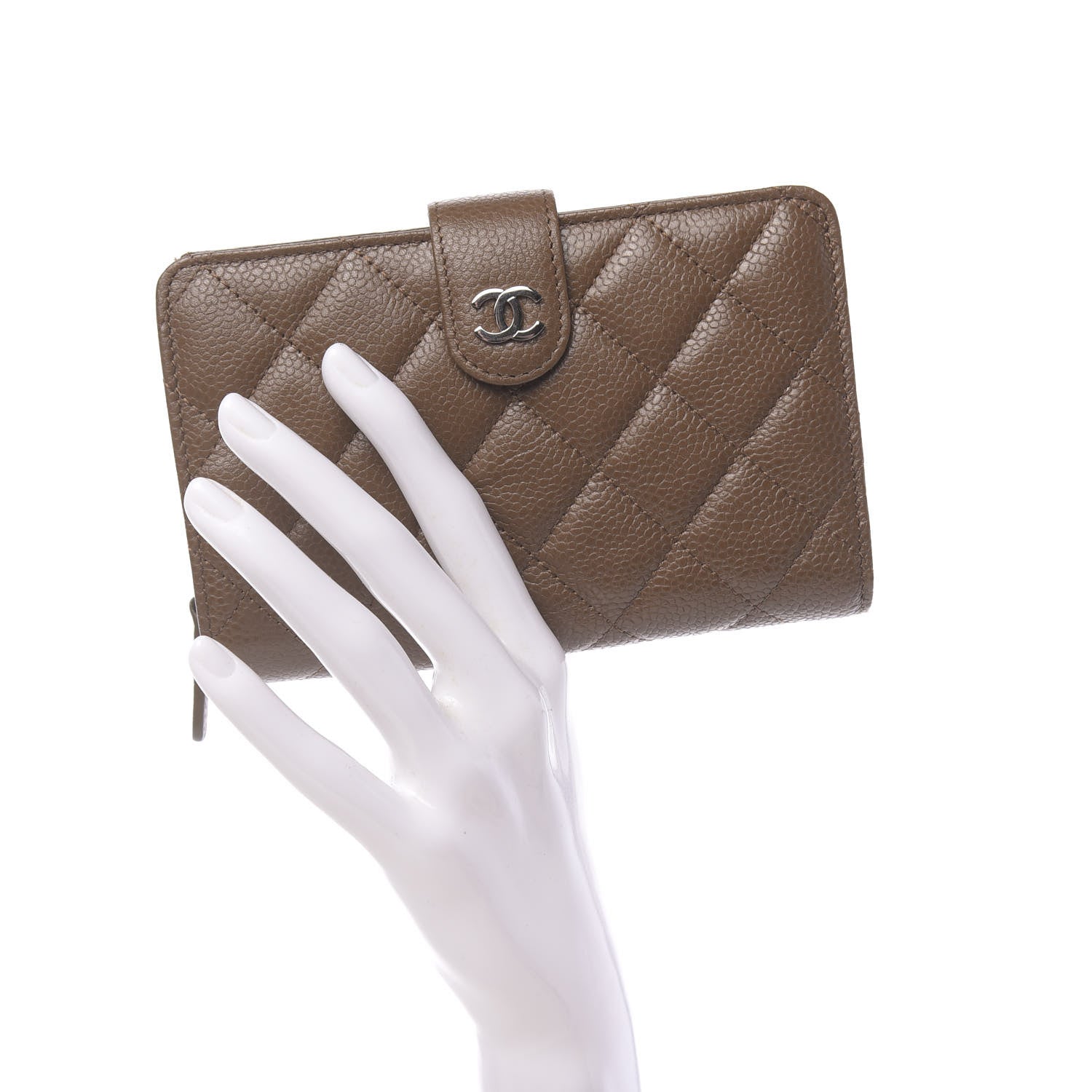 Chanel Caviar Quilted Zipped Pocket Wallet Brown 2 of 9