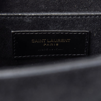 Saint Laurent Suede Leopard Print Mini Classic Monogram Cassandra Top Handle Manto Naturale Black 8 of 8