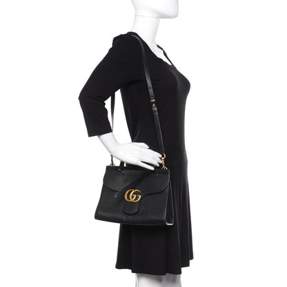 Gucci Calfskin Mini GG Marmont Top Handle Bag Black 2 of 15