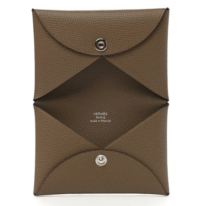 Hermes Epsom Calvi Card Case Etoupe 5 of 7
