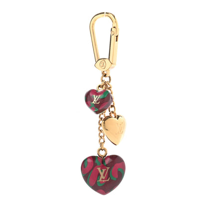 Louis Vuitton Leopard Heart Bag Charm Key Holder Rouge Fauviste 1 of 4