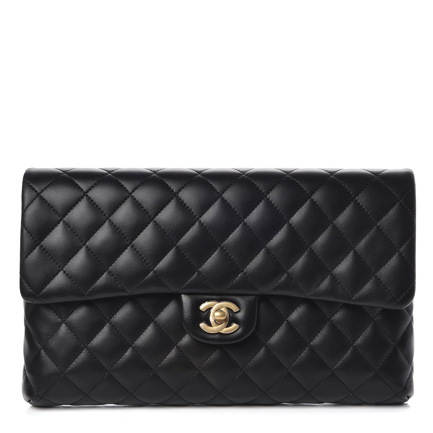 Chanel Lambskin Quilted Flap Clutch Black 1 of 9