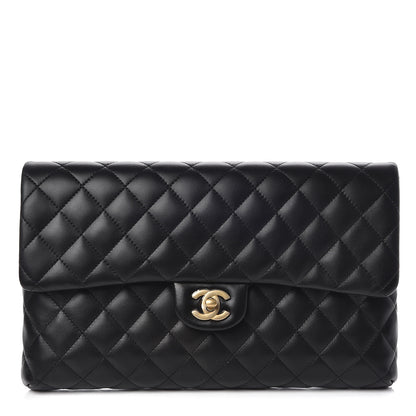 Chanel Lambskin Quilted Flap Clutch Black 1 of 9