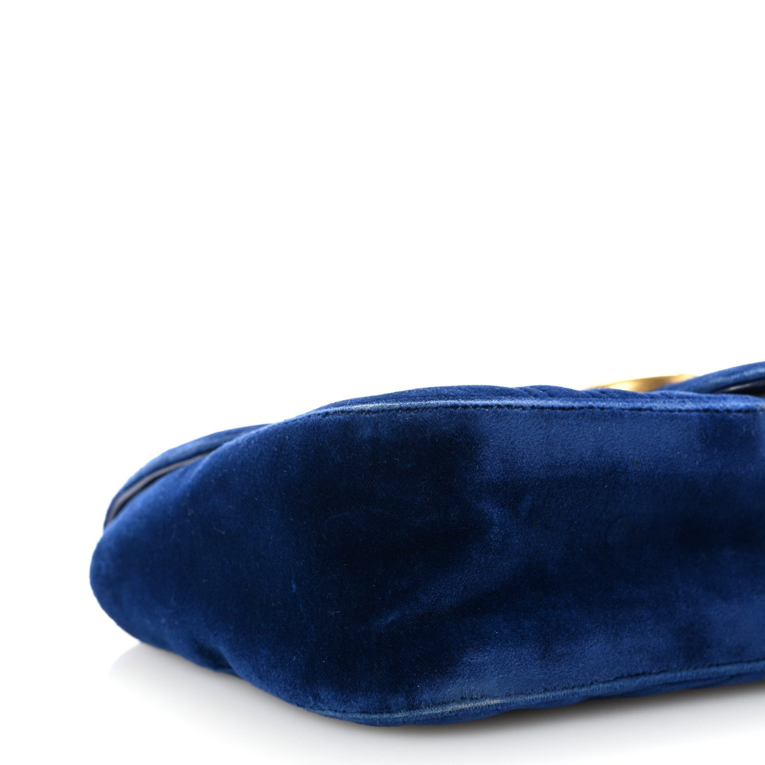 Gucci Velvet Matelasse Small GG Marmont Shoulder Bag Cobalt Blue 9 of 10