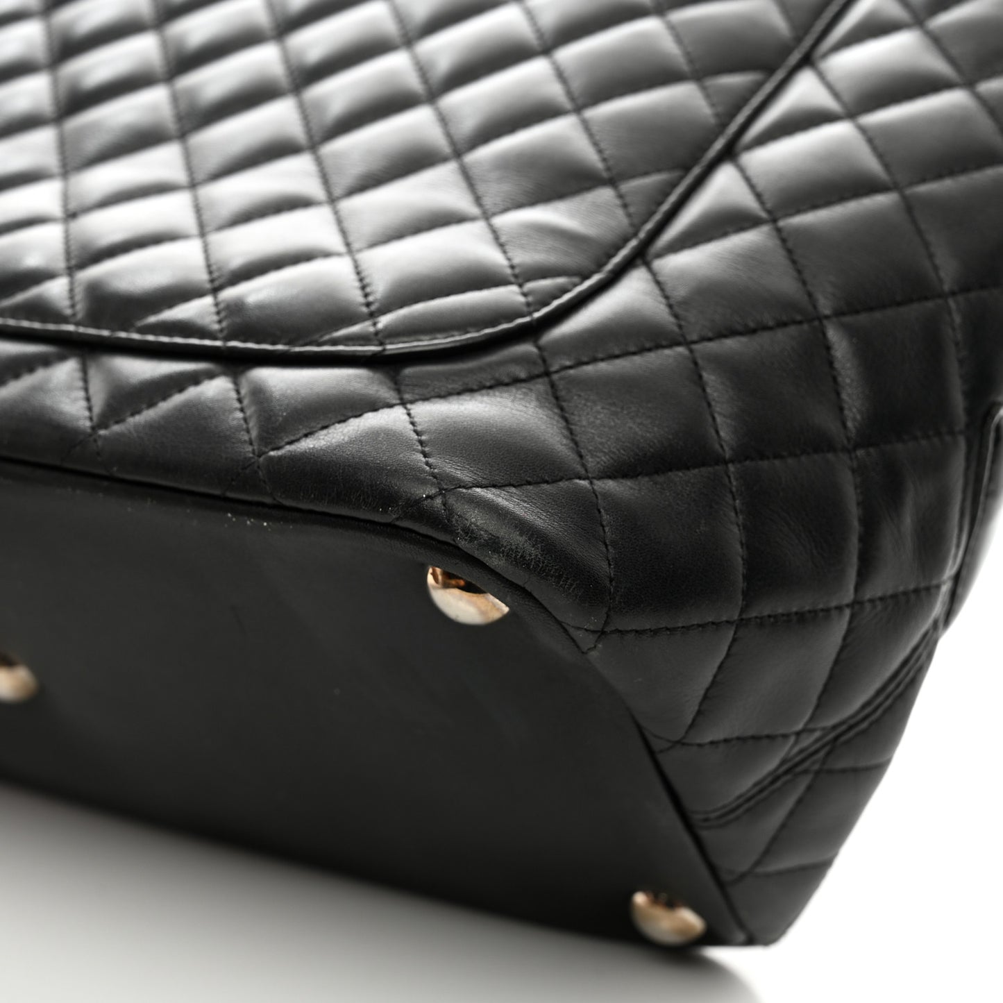 Calfskin Quilted Large Cambon Tote Black