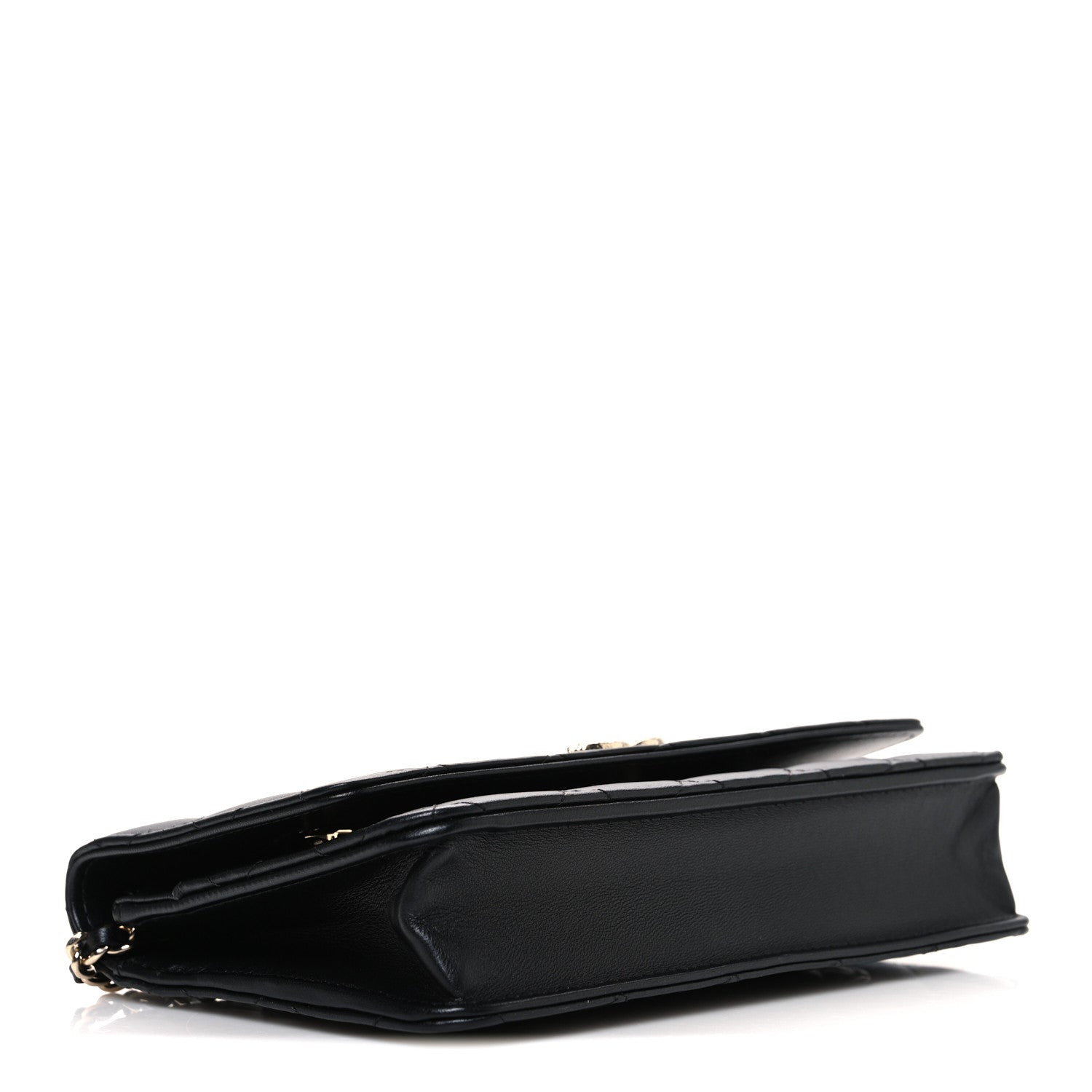 Chanel Lambskin Pearl Strass Quilted CC Wallet on Chain WOC Black 4 of 11