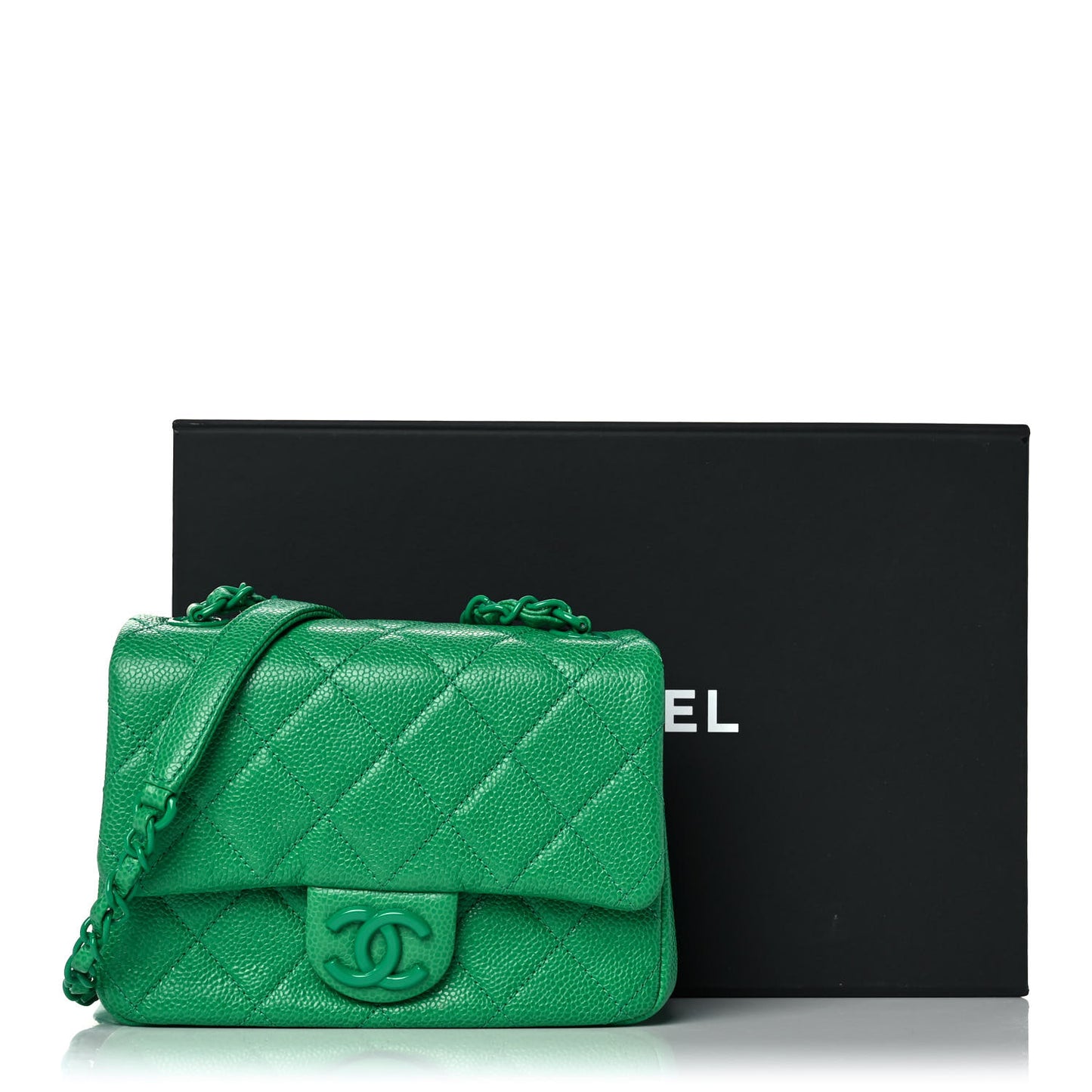 Caviar Quilted Mini Incognito Square Flap Green