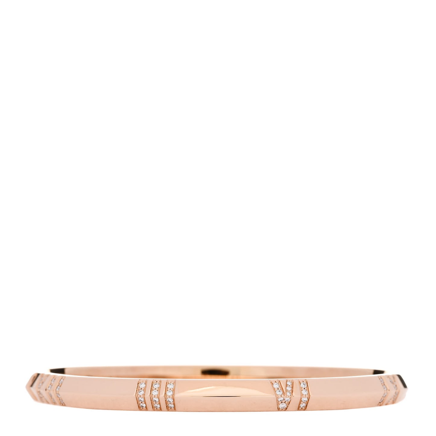 18K Rose Gold Diamond Atlas Closed Narrow Hinged Bangle Bracelet
