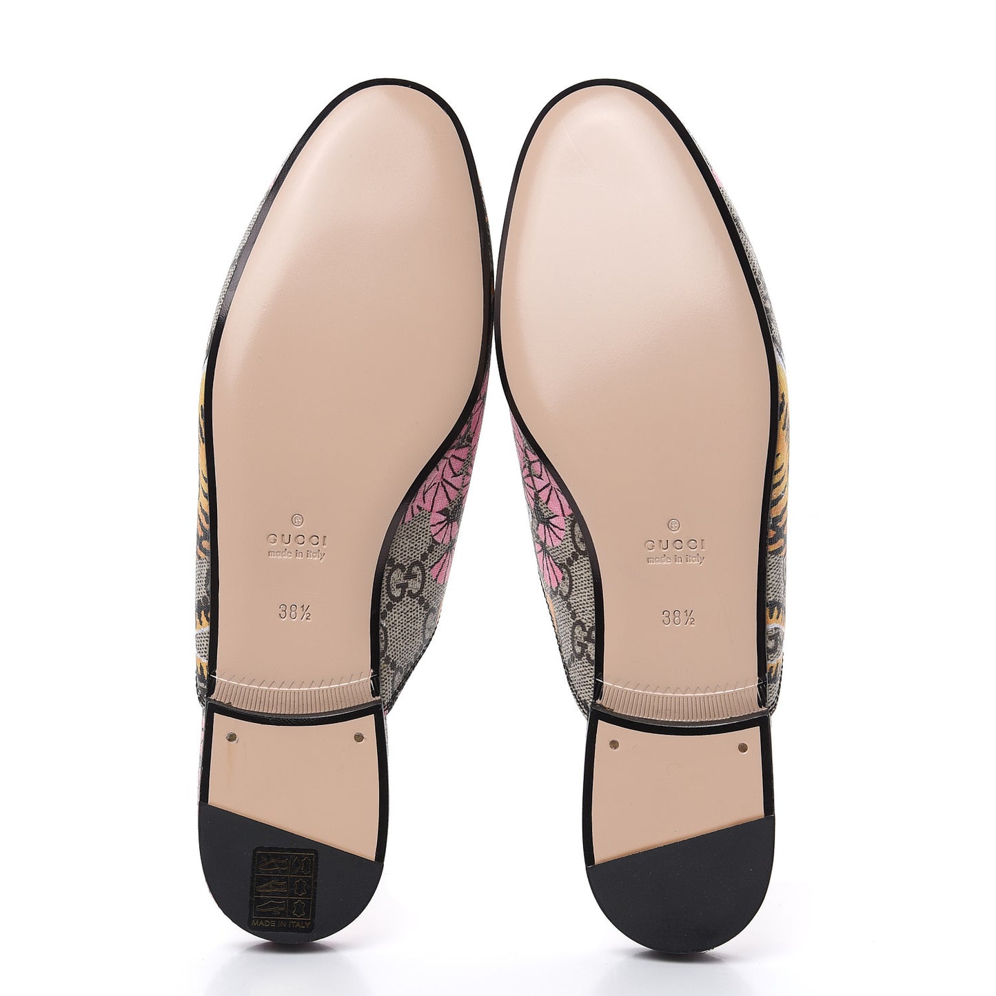 GG Supreme Monogram Bengal Womens Princetown Slippers 38.5 Beige Crop Pink