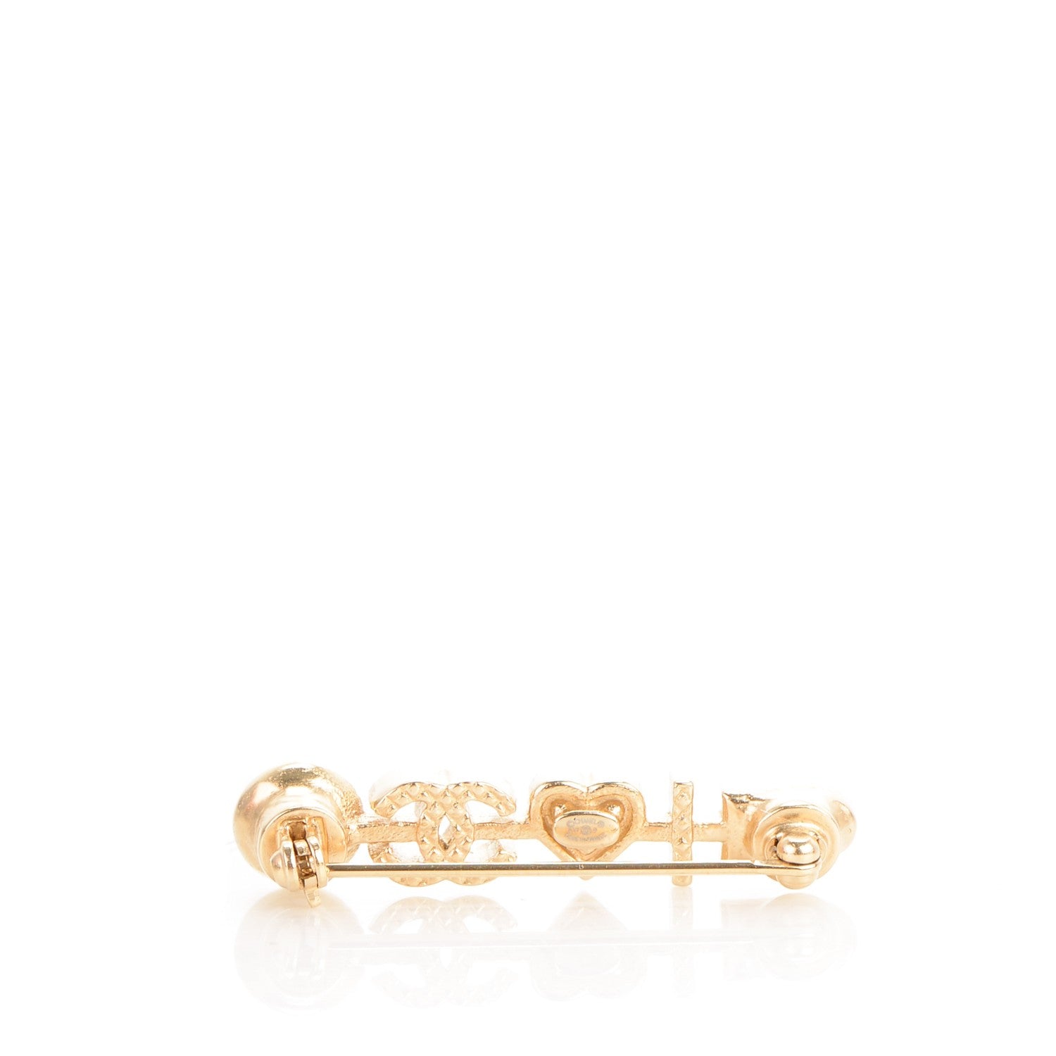 Chanel Enamel Pearl I Heart CC Brooch Gold 3 of 4