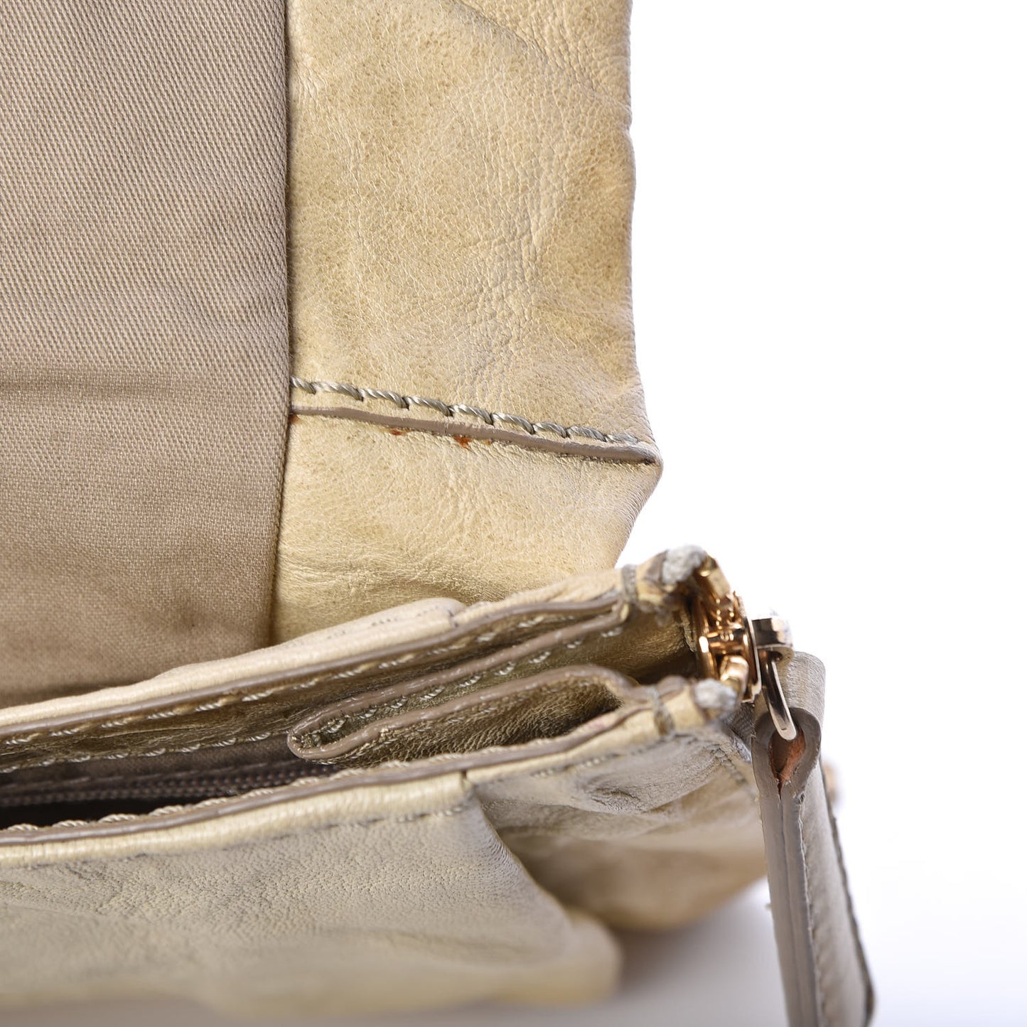 Tumbled Sheepskin Clutch Beige