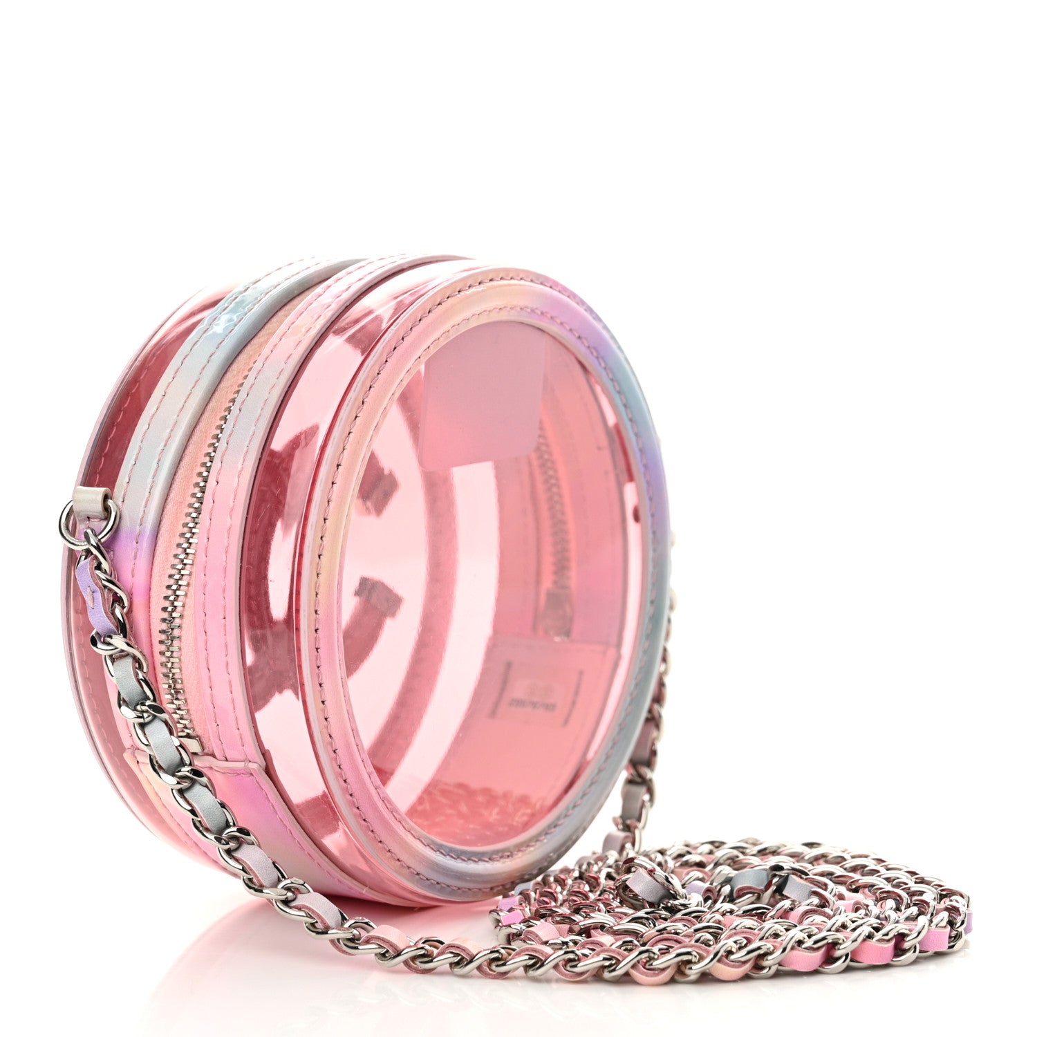 Chanel PVC Lambskin Filigree Round Clutch With Chain Pink 3 of 12