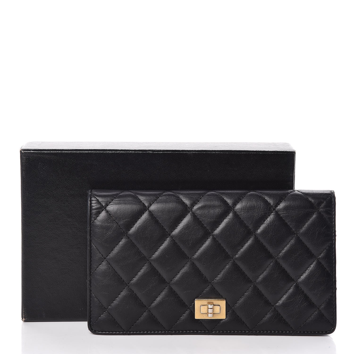 Chanel Aged Calfskin Quilted Reissue Yen Wallet Black 9 of 9