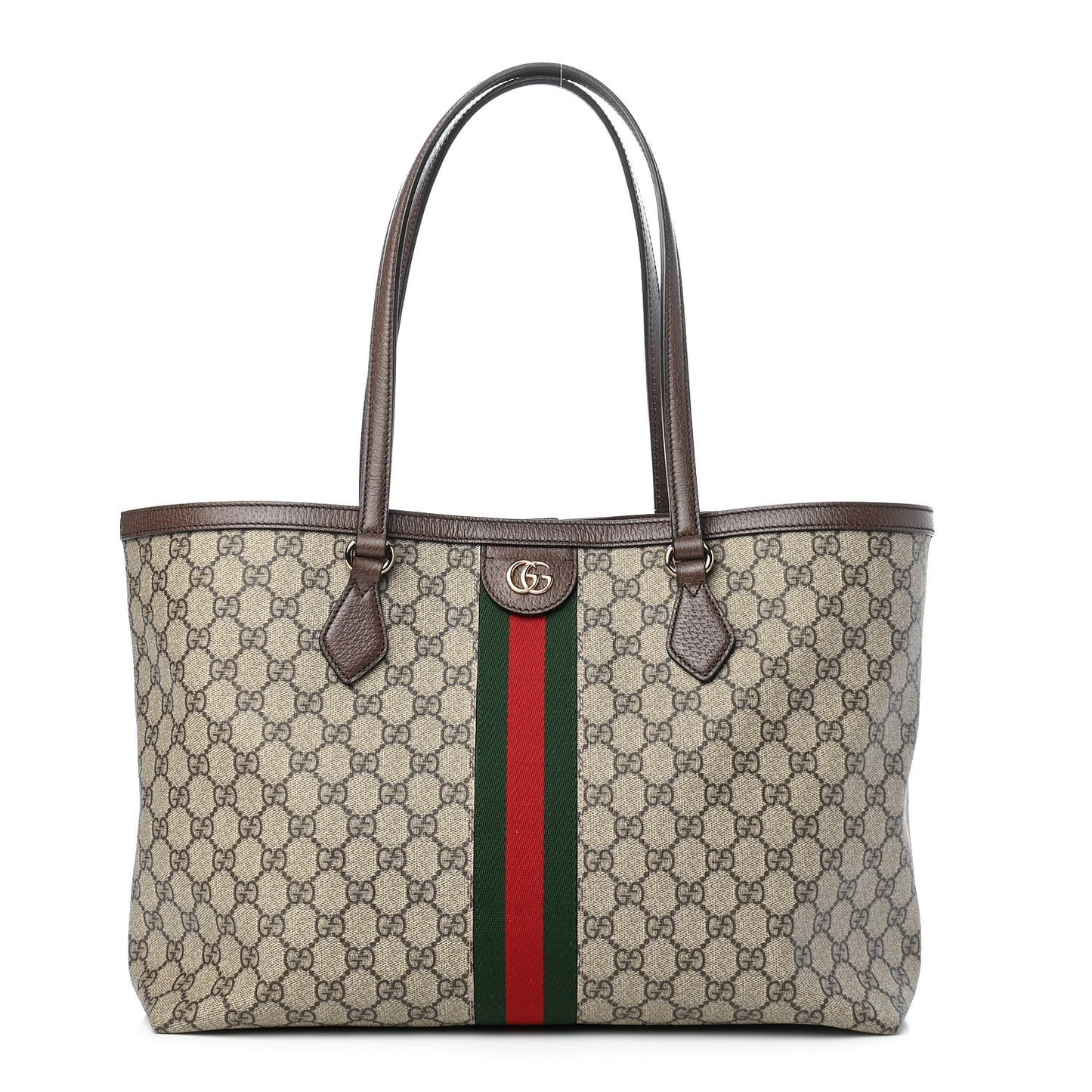 GG Supreme Monogram Medium Ophidia Shopping Tote Brown