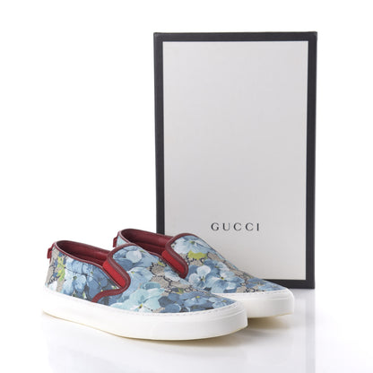 Gucci GG Supreme Monogram Blooms Womens Slip On Sneakers 38.5 Beige Blue Navy Red 9 of 9