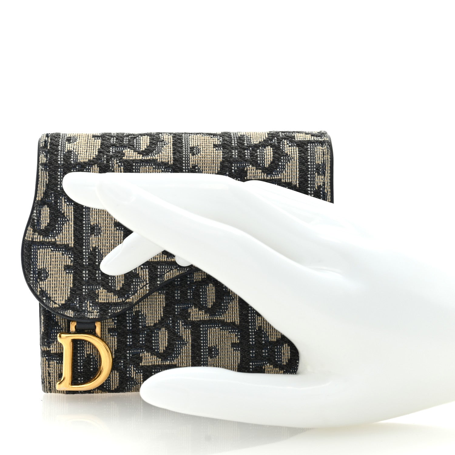 Christian Dior Oblique Saddle Card Holder Blue 2 of 6