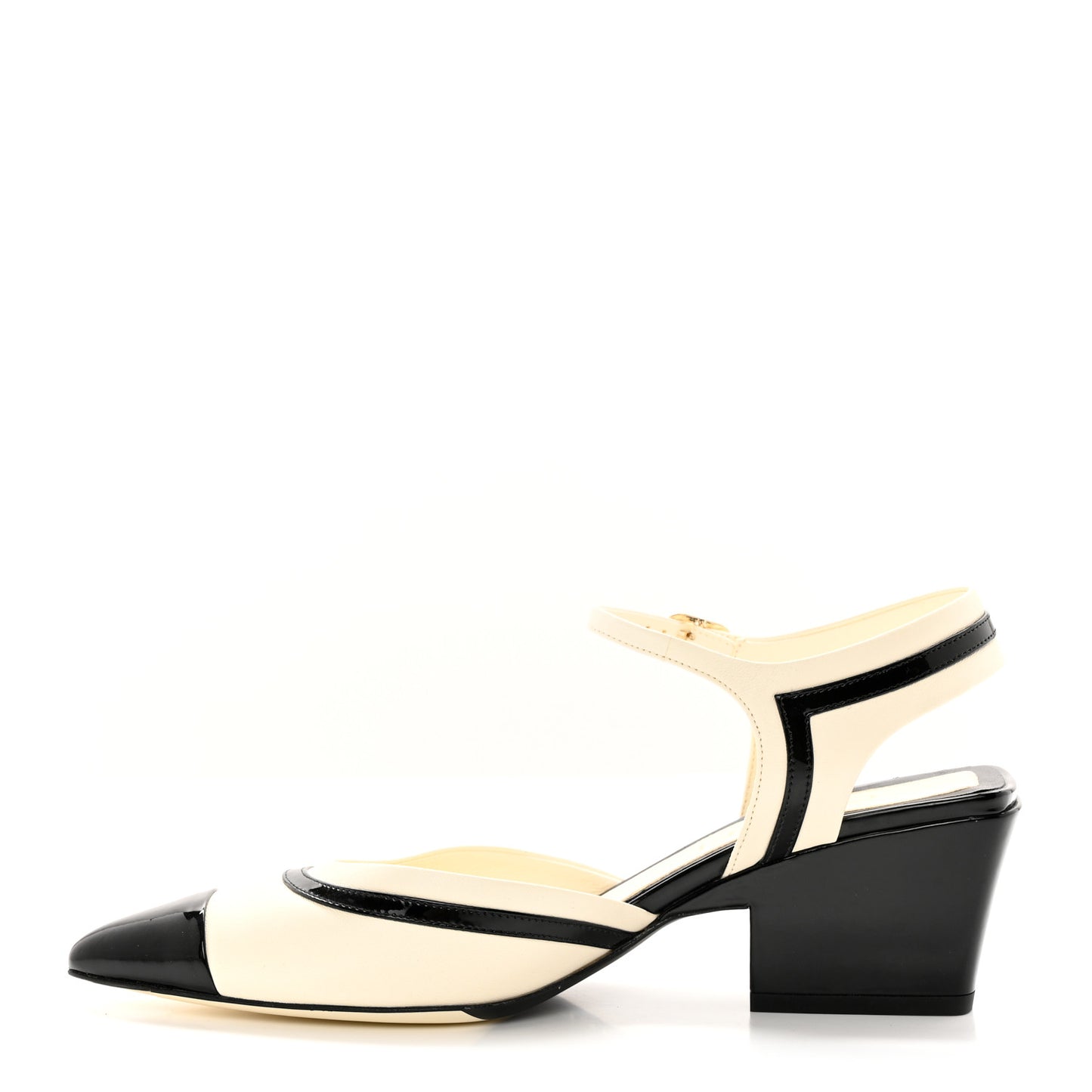 Patent Calfskin CC Ankle Strap Sandals 38 Pink Black 38 White Black