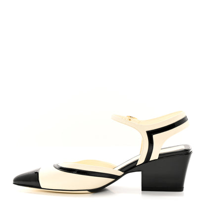 Chanel Patent Calfskin CC Ankle Strap Sandals 38 Pink Black 38 White Black 1 of 11