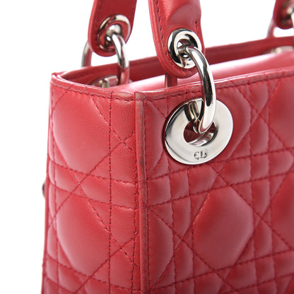 Christian Dior Lambskin Cannage Mini Lady Dior Red 10 of 11