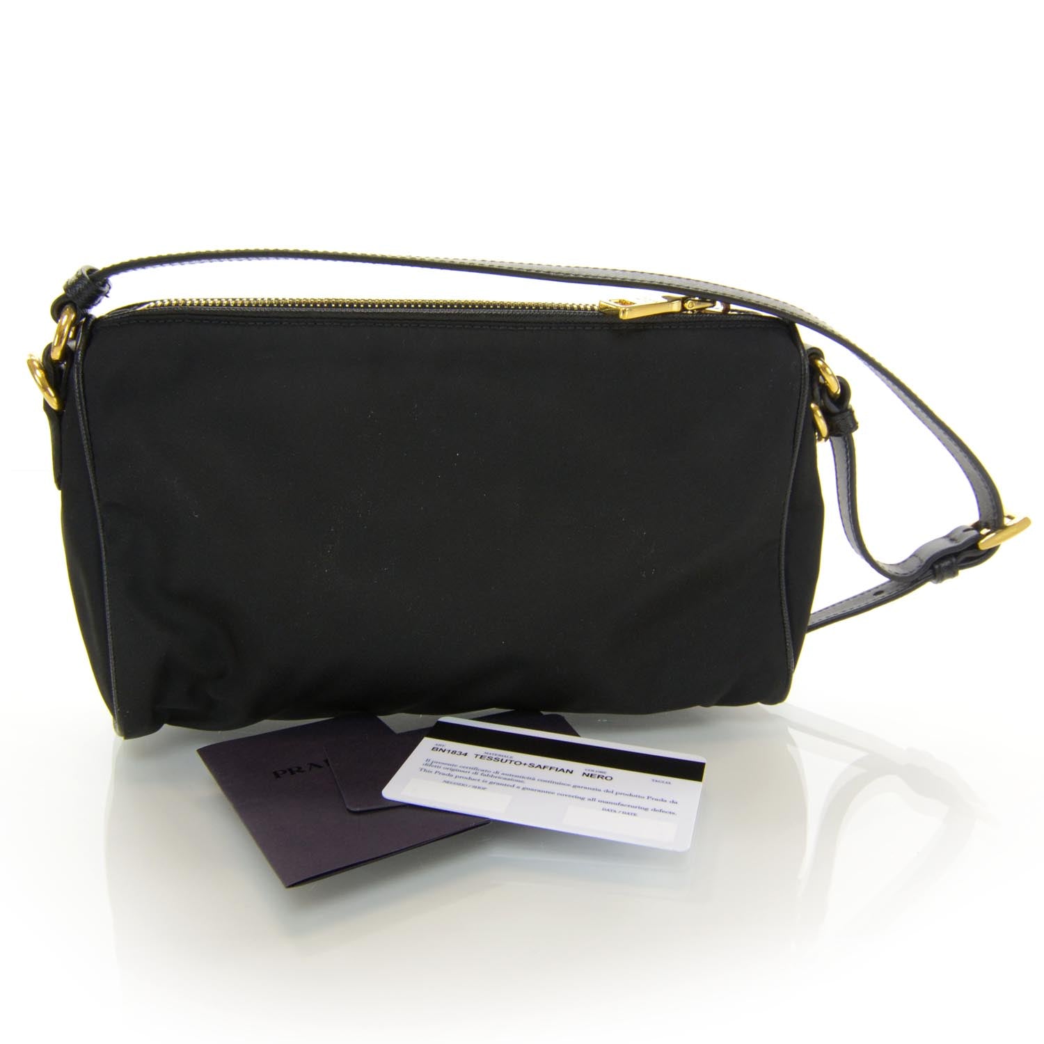 Prada Tessuto Nylon Saffiano Bag Black 3 of 7