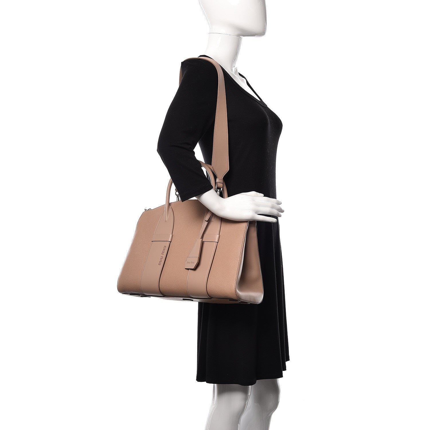 Miu Miu Madras Soft Calfskin Top Handle Satchel Cammeo 2 of 9