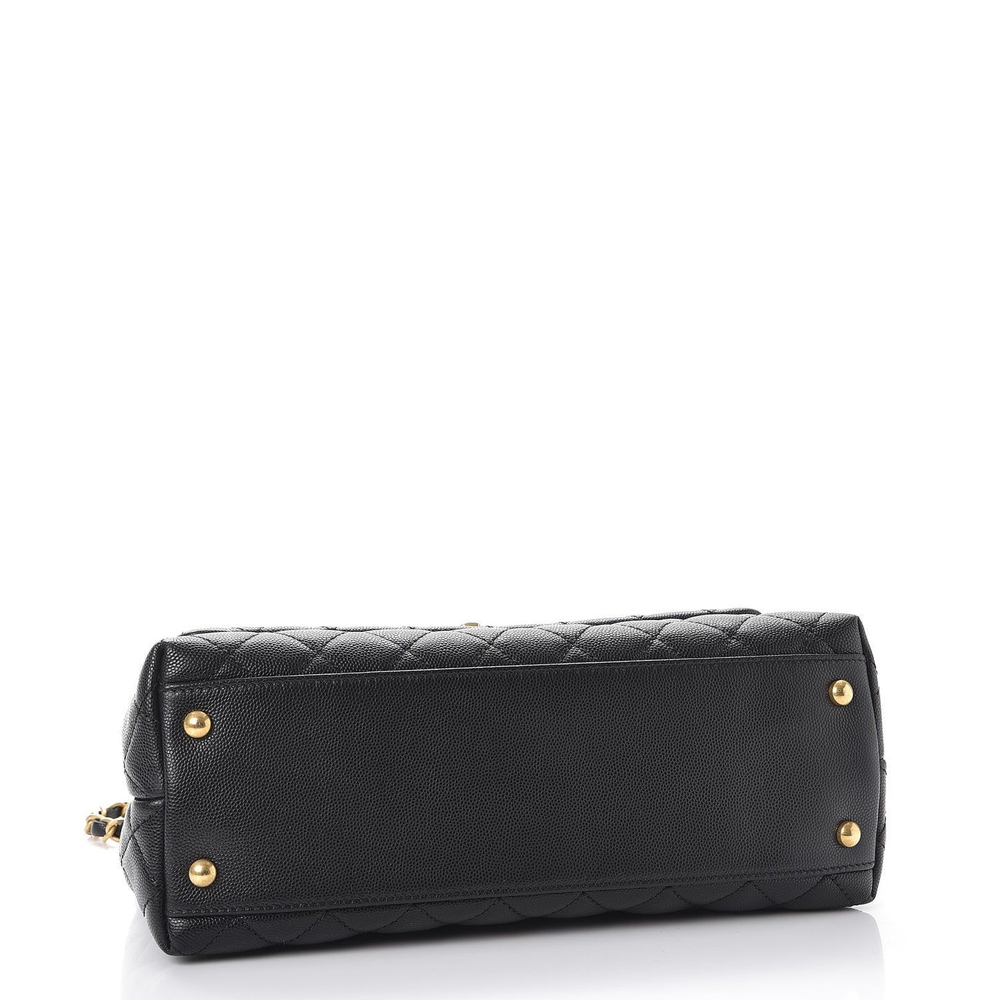 Caviar Lizard Quilted Small Coco Handle Flap Black