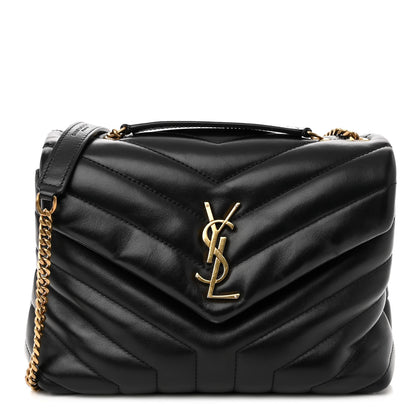 Saint Laurent Calfskin Y Quilted Monogram Small Loulou Chain Satchel Black 2 of 9