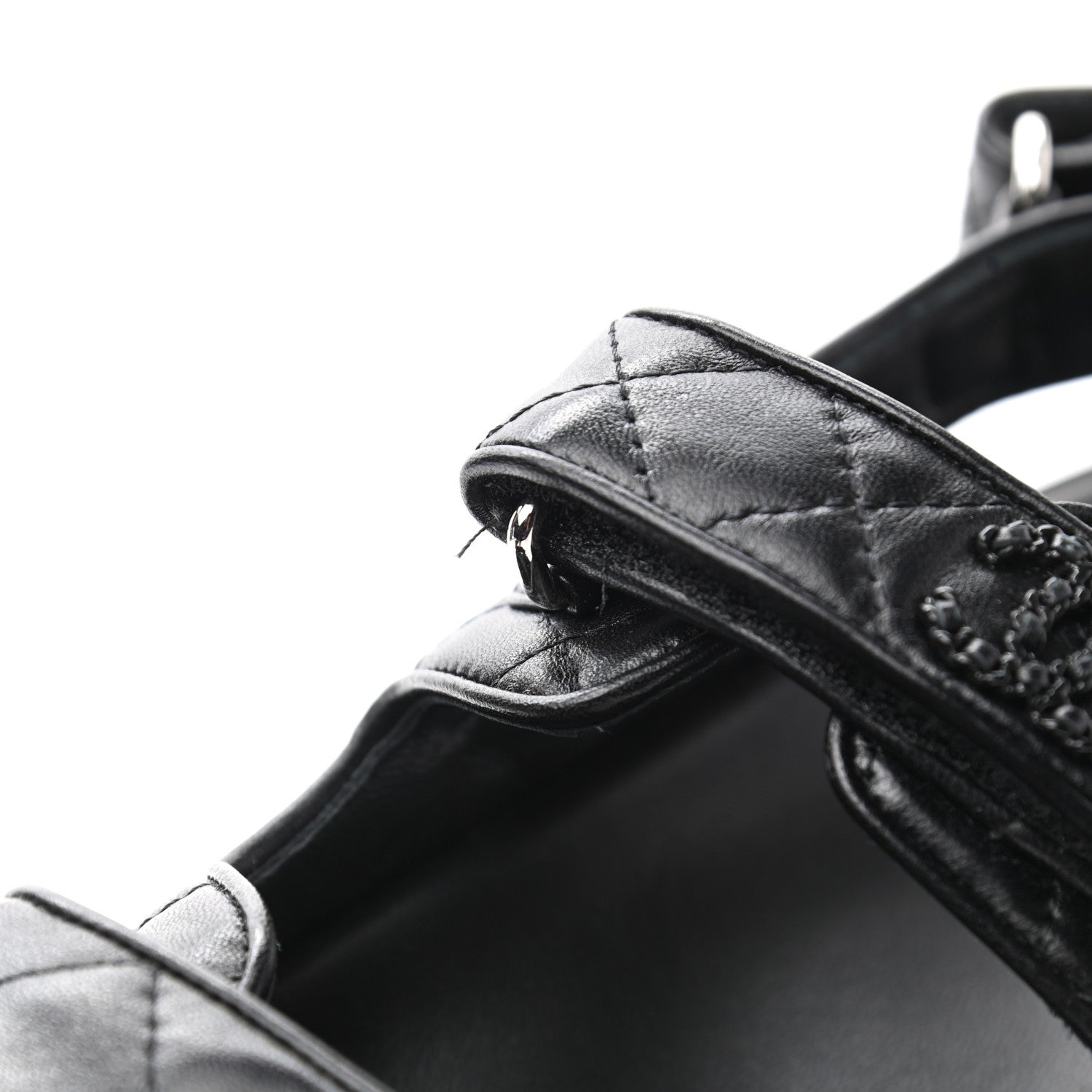 Chanel Lambskin Velcro Dad Sandals 40 Black 9 of 10
