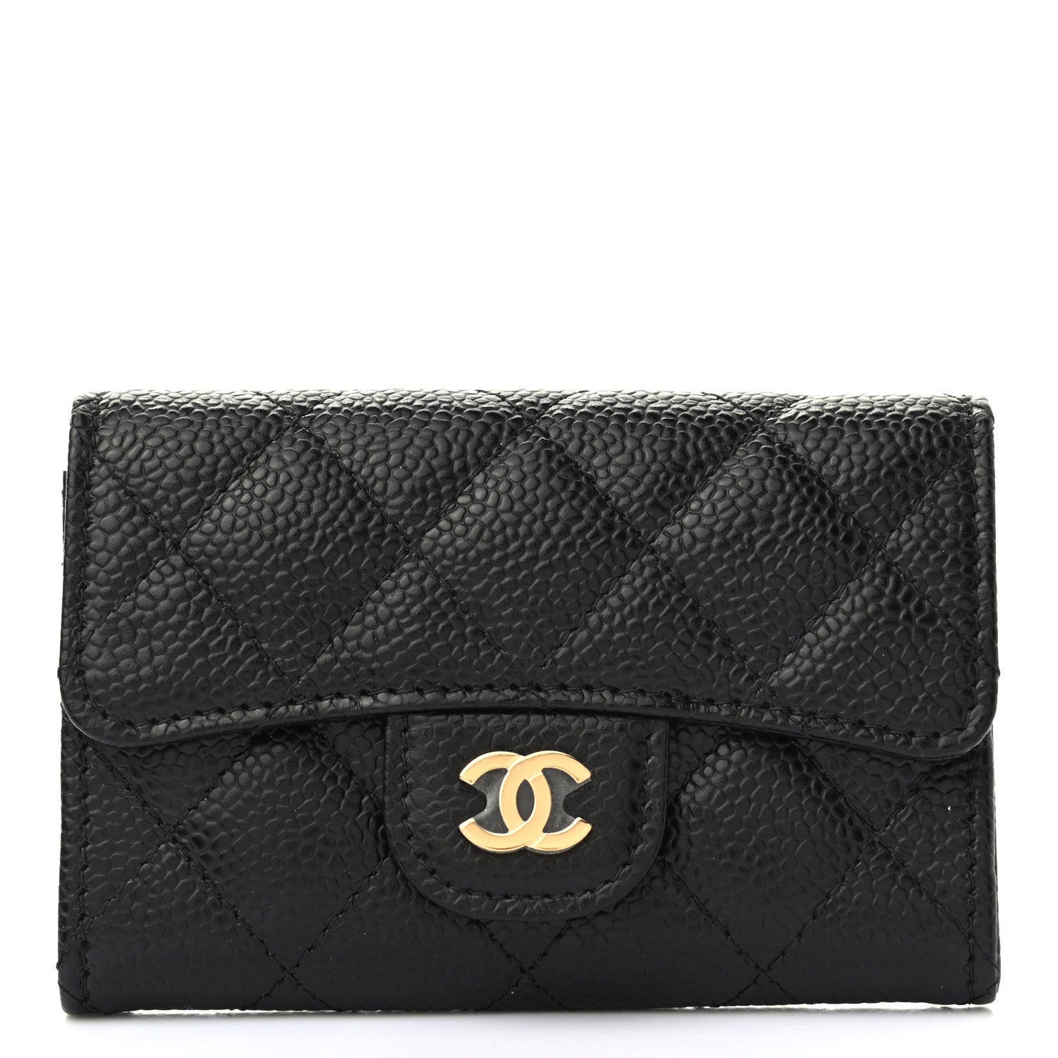 Chanel Caviar Quilted Flap Card Holder Wallet Black 1 of 8