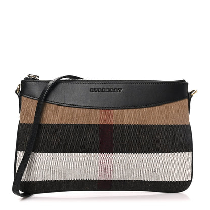 Burberry House Check Derby Peyton Crossbody Clutch Bag Black 1 of 8