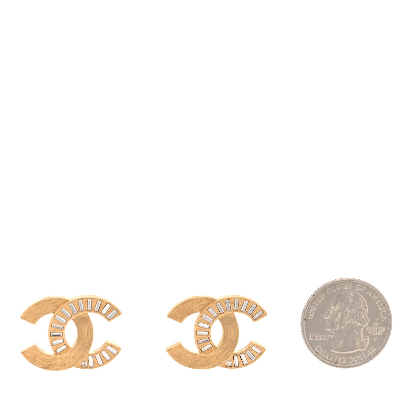 Crystal Baguette CC Earrings Gold