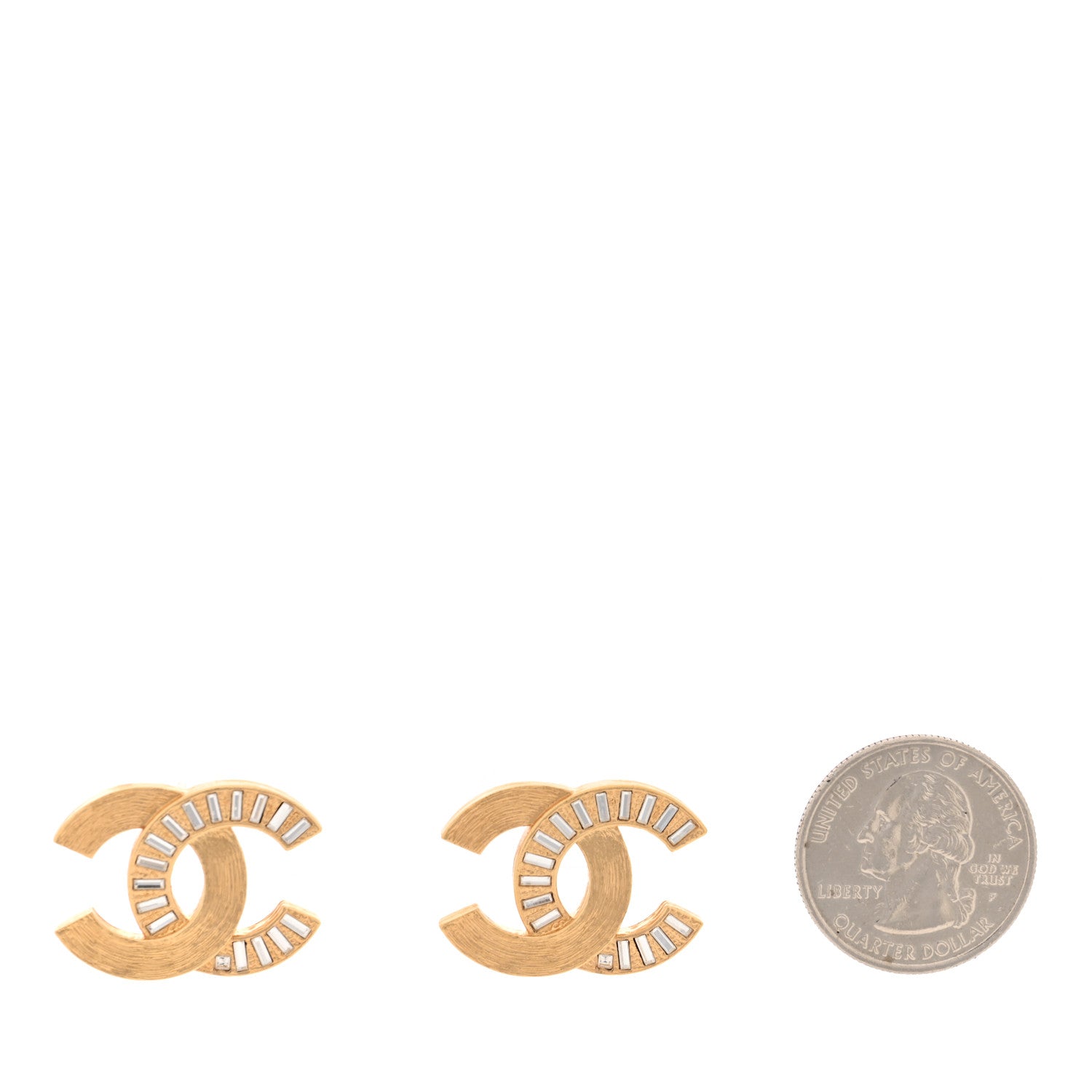 Chanel Crystal Baguette CC Earrings Gold 2 of 5