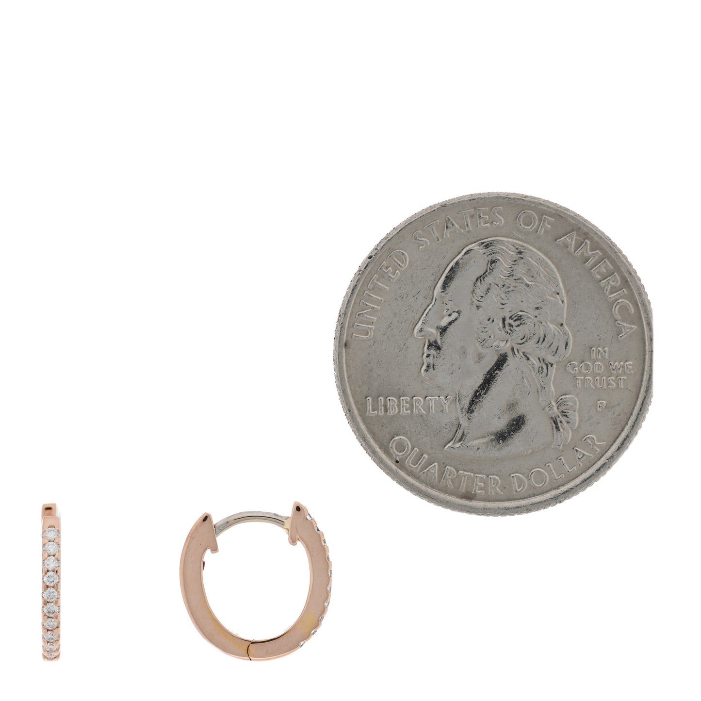 18K Rose Gold Diamond Classic Huggie Hoop Earrings