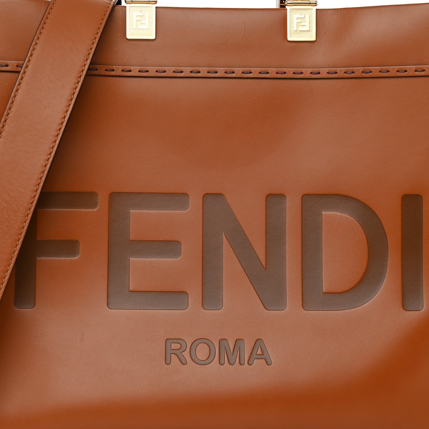 Vitello King Plexiglass Medium Fendi Sunshine Shopper Tote Cuoio